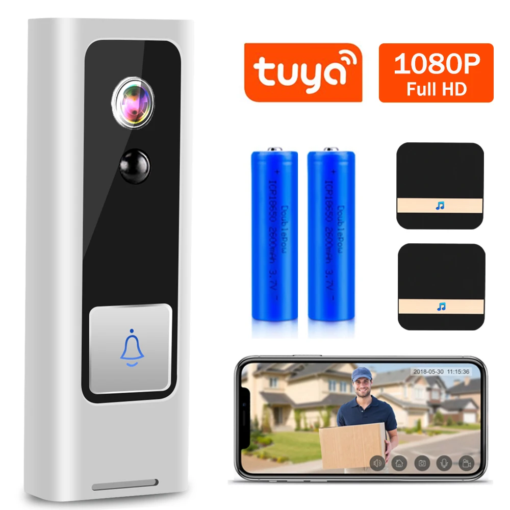Tuya WIFI дверной звонок 1080P HD видеодомофон смарт Жизнь беспроводной охранный Звонок