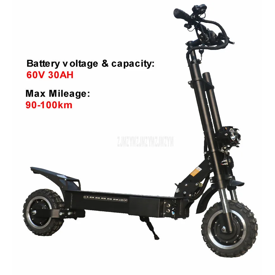 Kaufen 60V 30AH Dual Stick 1600W * 2 Off-road Elektro Roller Skateboard Erwachsene Faltbare Straße Bord 11 Zoll Rad Max Laufleistung 90-100km