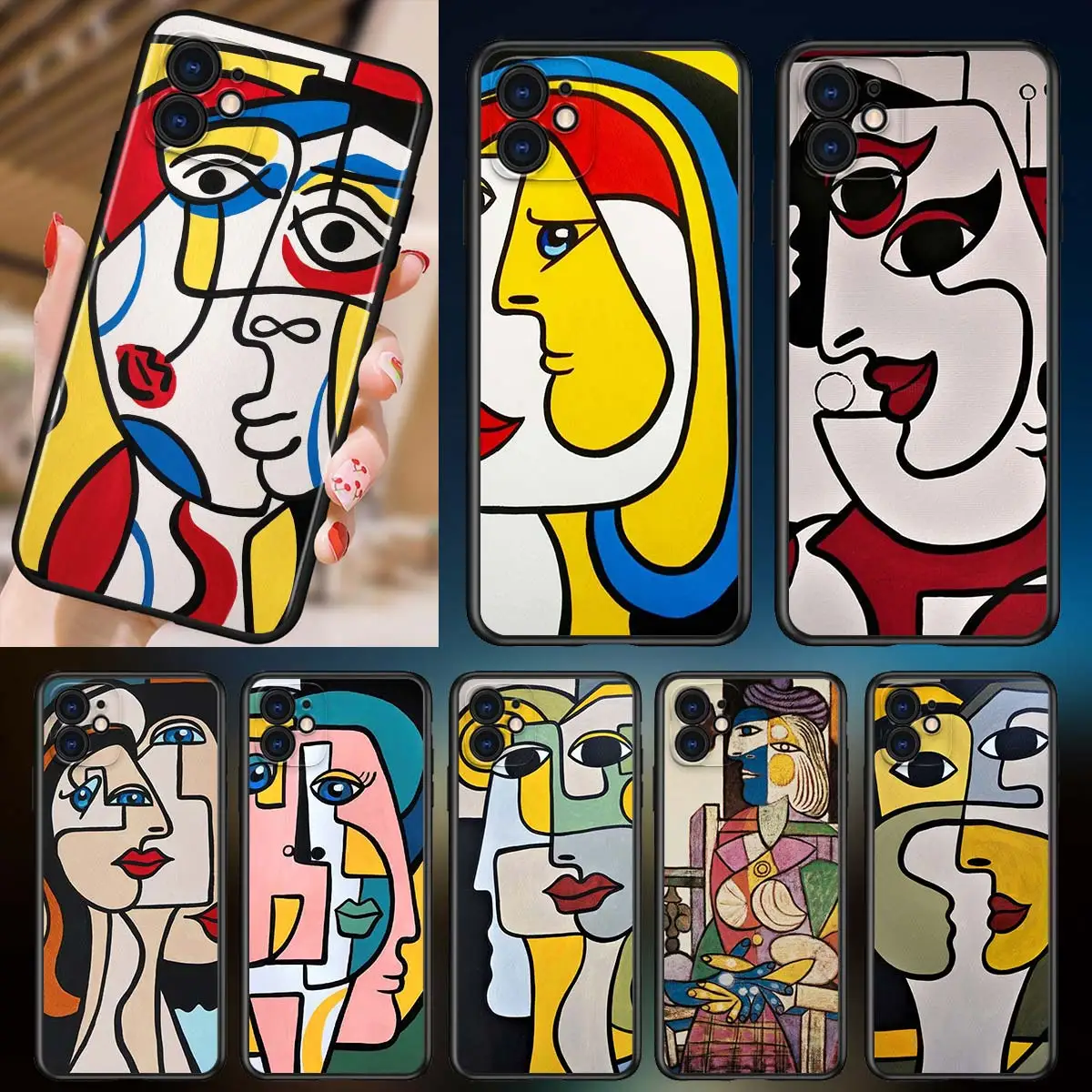 

Phone Case Picasso Abstract Art For Apple iPhone 13 12 11 SE XS XR X 7 8 6 5 S mini Plus Pro MAX 2020 Black Soft Cover