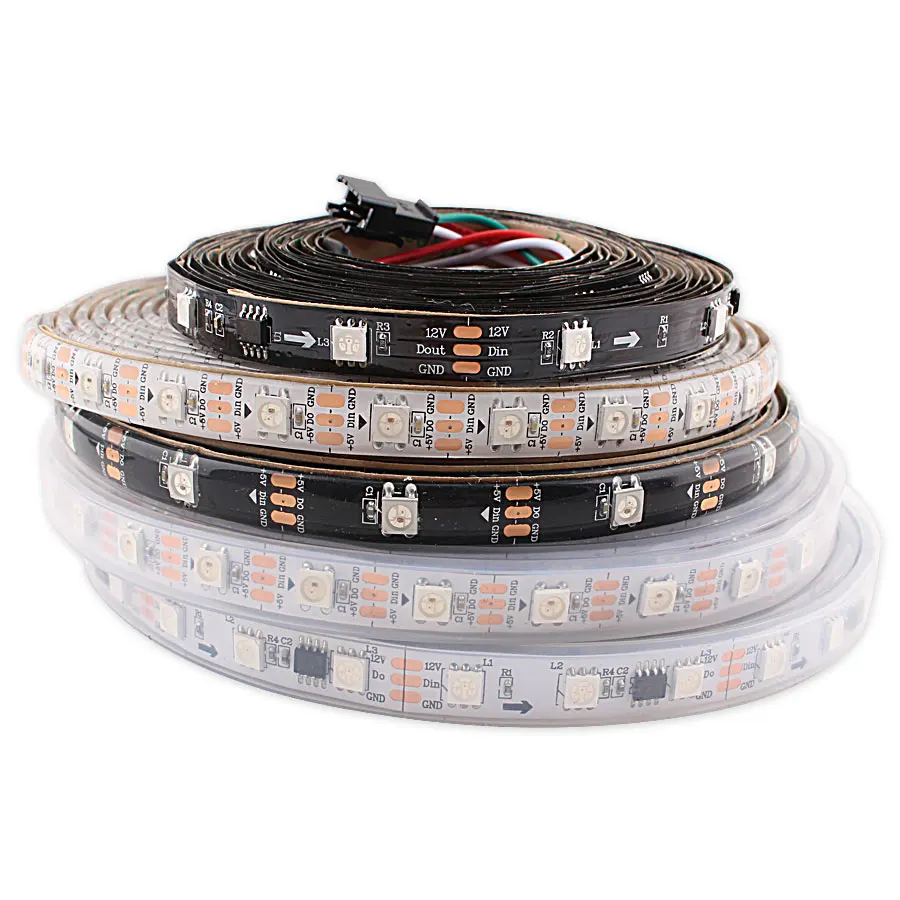 WS2812 Светодиодная лента 5 в WS2812B Водонепроницаемая ПК RGB м неоновая вольт Диодная