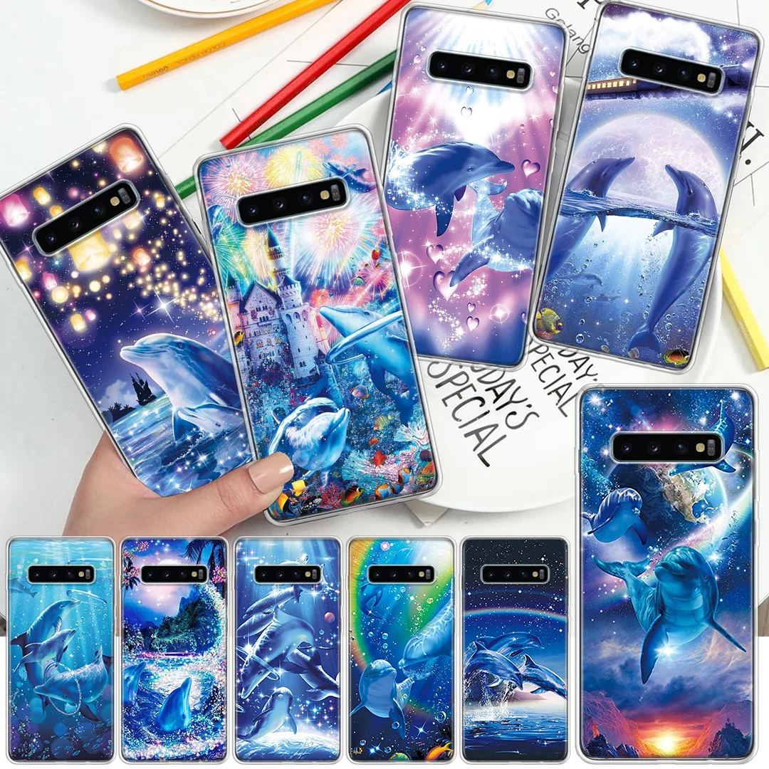 Sea Animal Cute Dolphin Phone Case For Samsung Galaxy A70 A50 A40 A30S A20E A10S Note 10 Plus 20 Ultra 9 8 A6 A7 A8 A9 + Soft