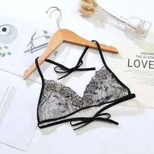 Sexy Ultra-thin Transparent Embroidered Flower Bra Women Straps Hollow Open Back Sexy Lingerie Under