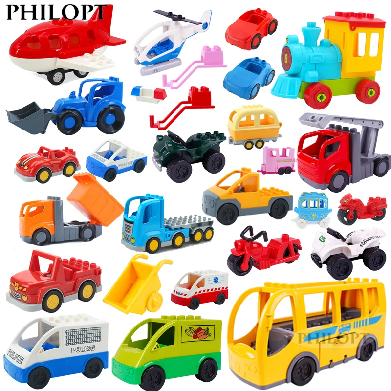 

Car Aircraft Model Big Building Blocks Engineering Vehicle Accessories Bus Helicopter Compatible brick Traffic Set Children Toys