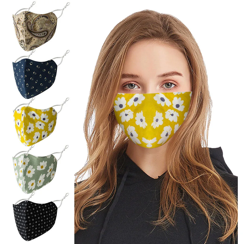 #45 Mascarilla 2020 взрослые розовые цветочные Тканевые маски для лица многоразовые