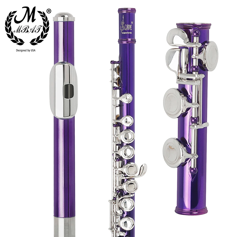 M MBAT фиолетовая Флейта с 16 отверстиями серебристая замкнутым отверстием