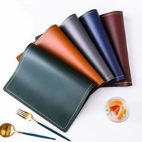 1pcs pu leather placemats bowl coaster kitchen non slip place mat solid color table heat insulation mat placemats for table