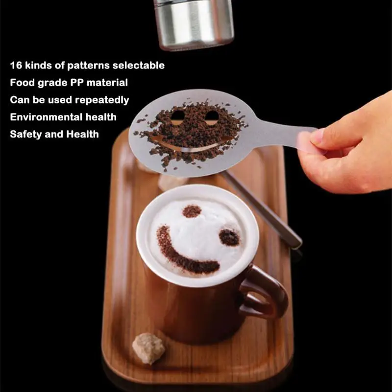 Искусство C0ffee украшения формы кофе инструмент трафареты латте шоколадные 16