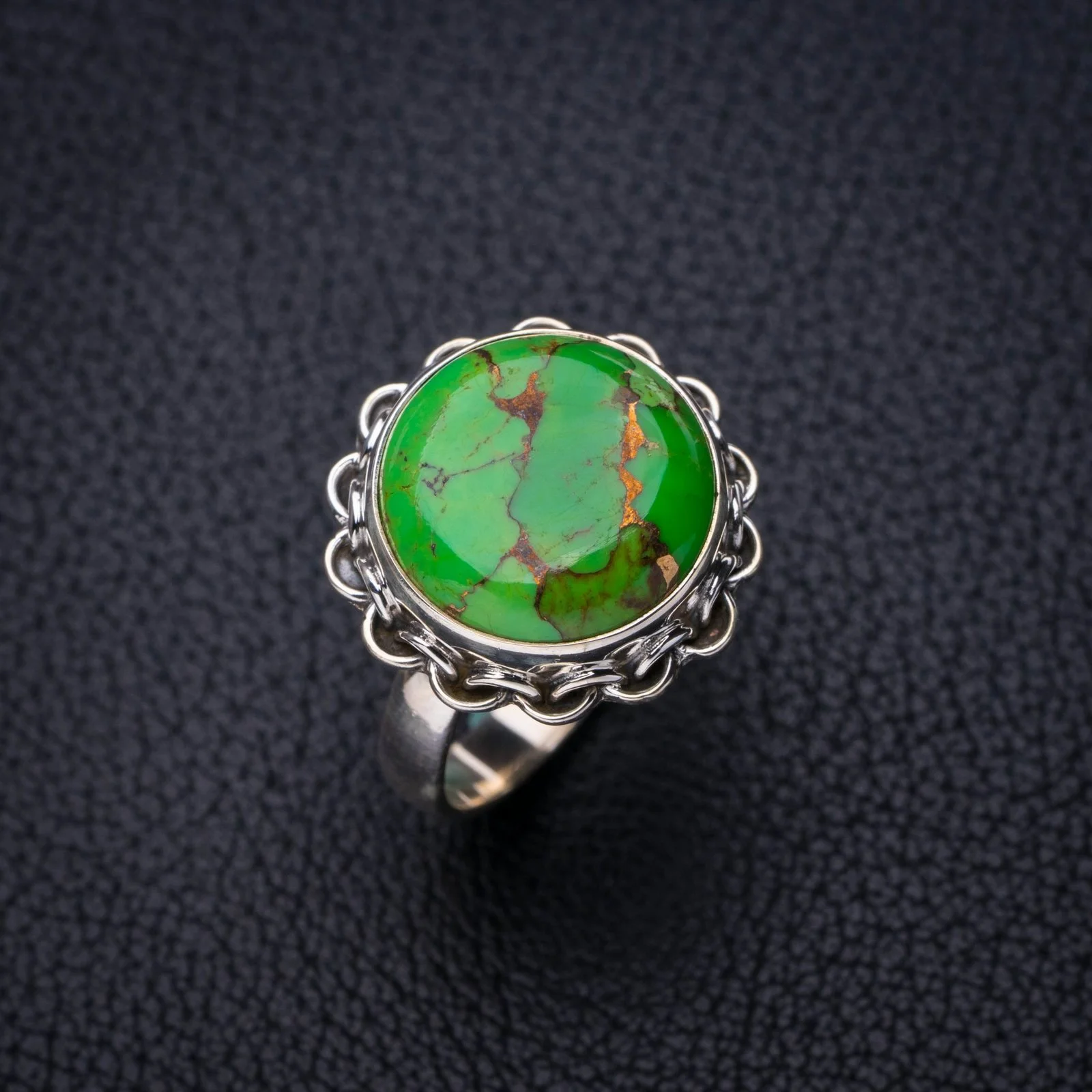 

StarGems Natural Copper Turquoise Handmade 925 Sterling Silver Ring 7.75 E7637