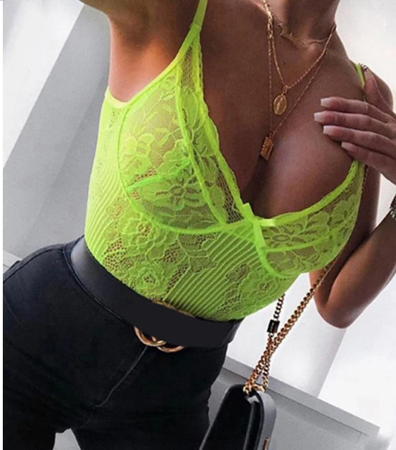Неоновое летнее Кружевное боди для женщин с цветочной вышивкой и