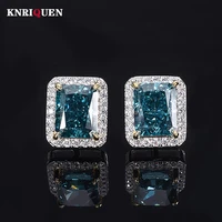 2021 trend 100 925 silver 810 aquamarine tourmaline high carbon diamond stud earrings for women gemstone wedding fine jewelry