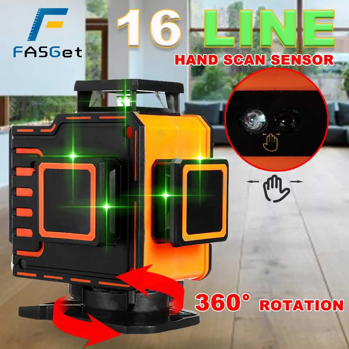 

Sensible 12/16 Line 360° Horizontal Vertical Cross 4D Green Light Laser Level Self-Leveling Measure Super Powerful Laser Beam