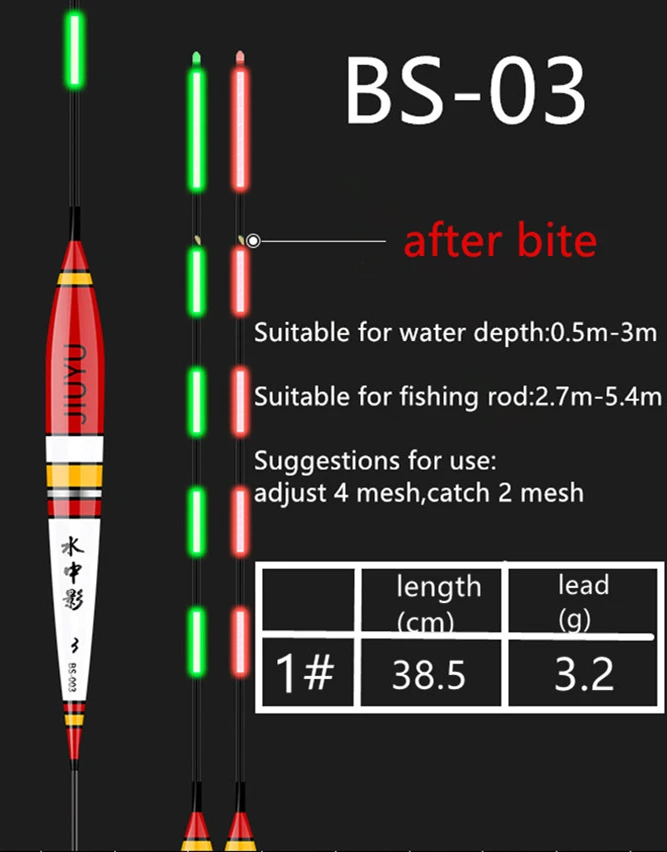 BS-03 1pcs Умный поплавок для рыбалки, сигнализатор укуса, светодиодный светильник, автоматическое изменение цвета, ночная электронная сменная люминесцентная приманка, новинка, Прямая поставка - Цвет: BS-03 1pcs
