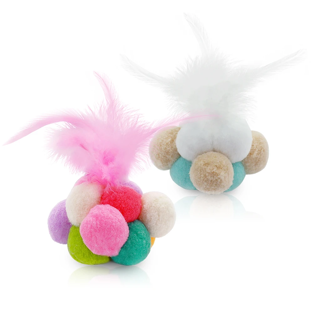 Кошка игрушка кошка мяч кошачий перо колокольчик для домашних животных 8 см/3