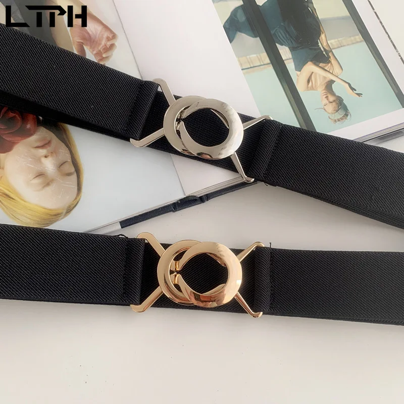

LTPH classic fashion black all-match elastic girdle trend clothing All-match belts for women No-hole chic Belt 2021 Hot sale New