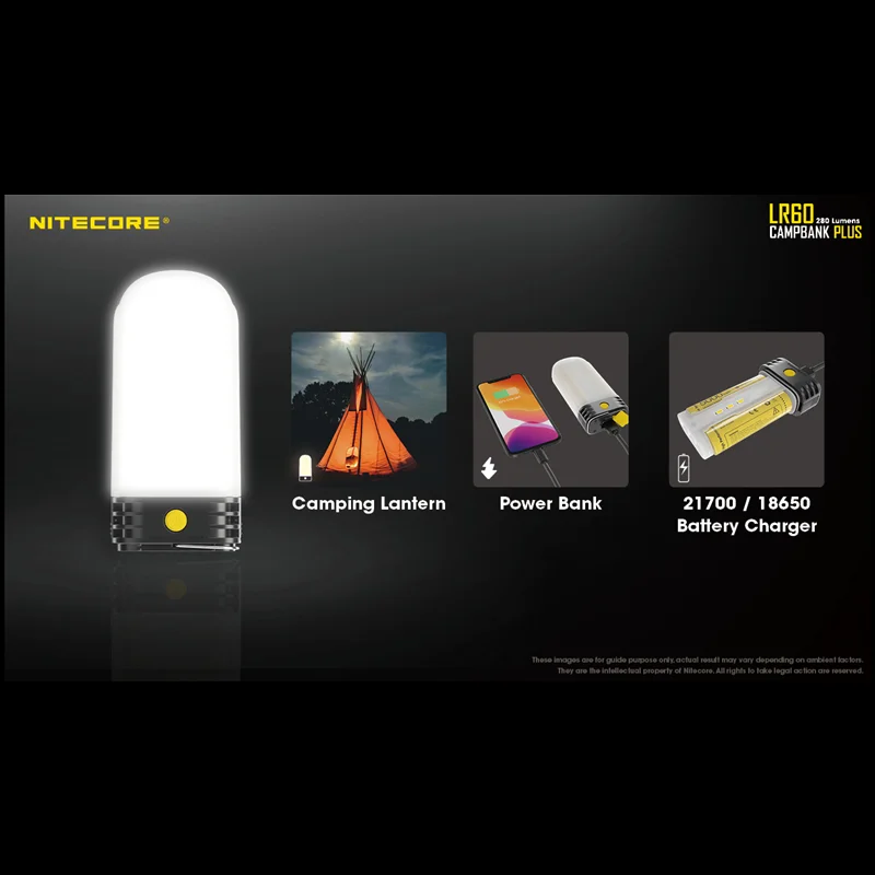 Barato NITECORE LR60 Luz De Camping Recargable 3-en-1 Banco De Energía Y Linterna De Camping Y Cargador De Batería Magnética Farol LED Portátil