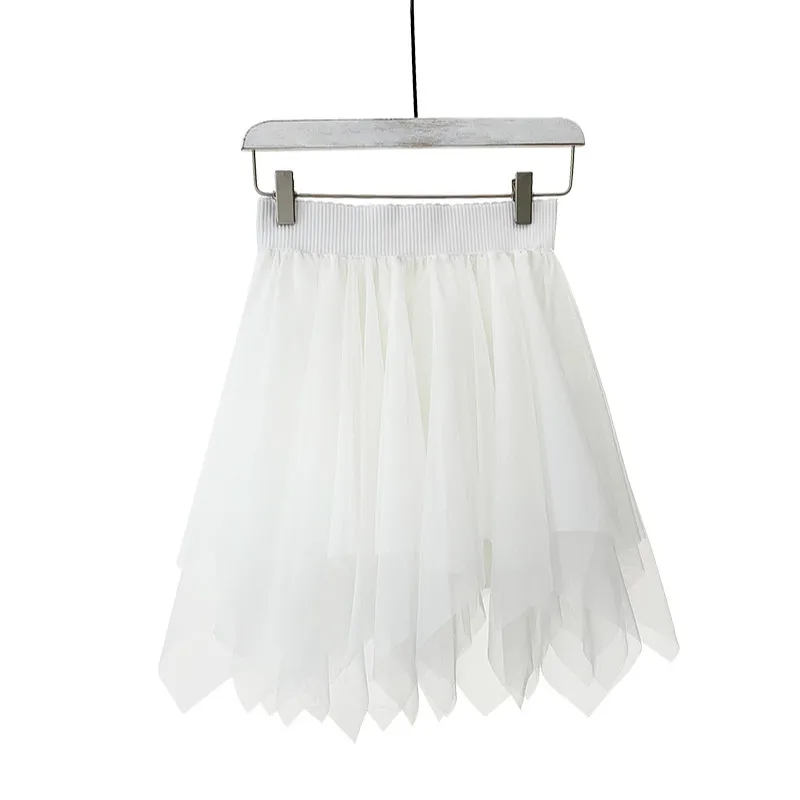

New Summer Skirt High Waist Skirt Schoolgirl Korean Irregular Half Skirt High Waist Wild Mesh Skirt 2020