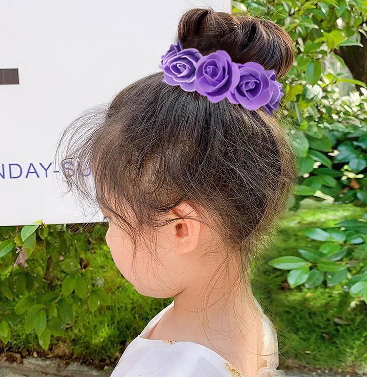 Pfingstrose Rose Blume Gummibänder Haarhalter Krawatte Gummi Stoff Kränze Kronen elastische Kranz Krone Hochzeit Girlande Stirnband – Detail 13