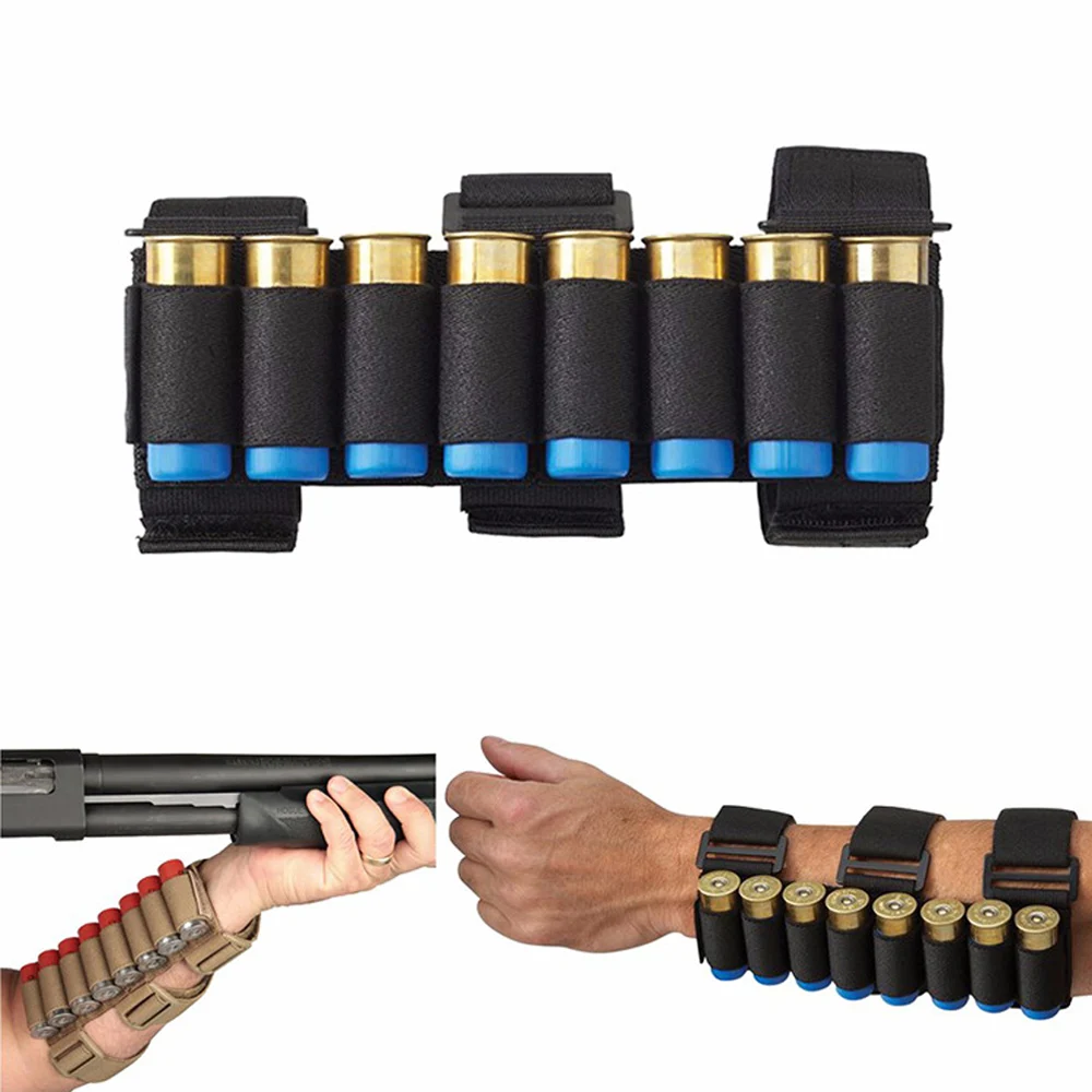 

Tactical 8 Rounds 12GA 20GA Shell Holder Cartridge Rifle Buttstock Ammo Carrier Shotshell Holder Arm Pouch Hunting Bag