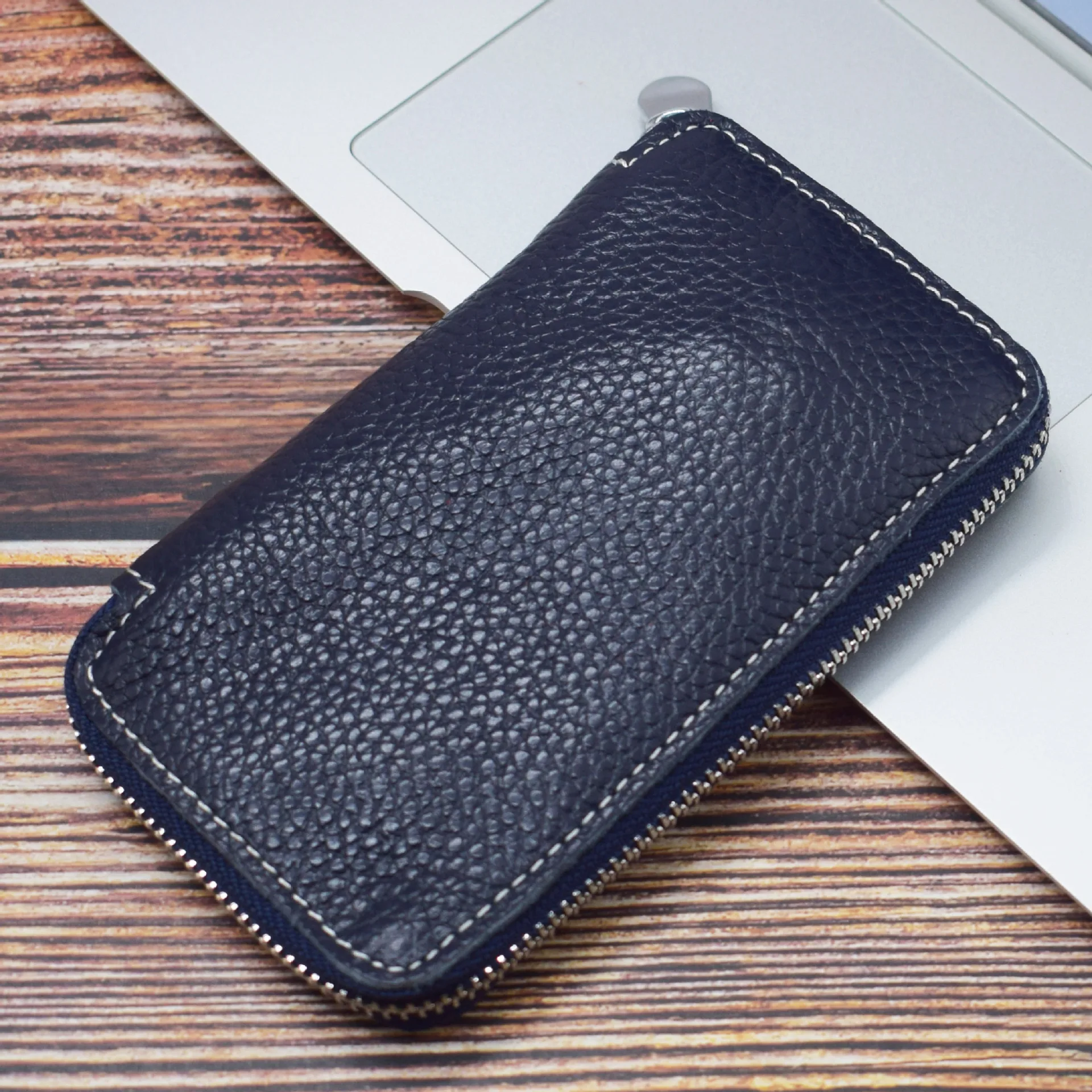 Royalblue Genuine Leather Key Wallet Men Keychain Holder Pouch Purse Zipper Designer Car Key Case Multifunction Door Keys Housekeeper Bag - Color: Royalblue