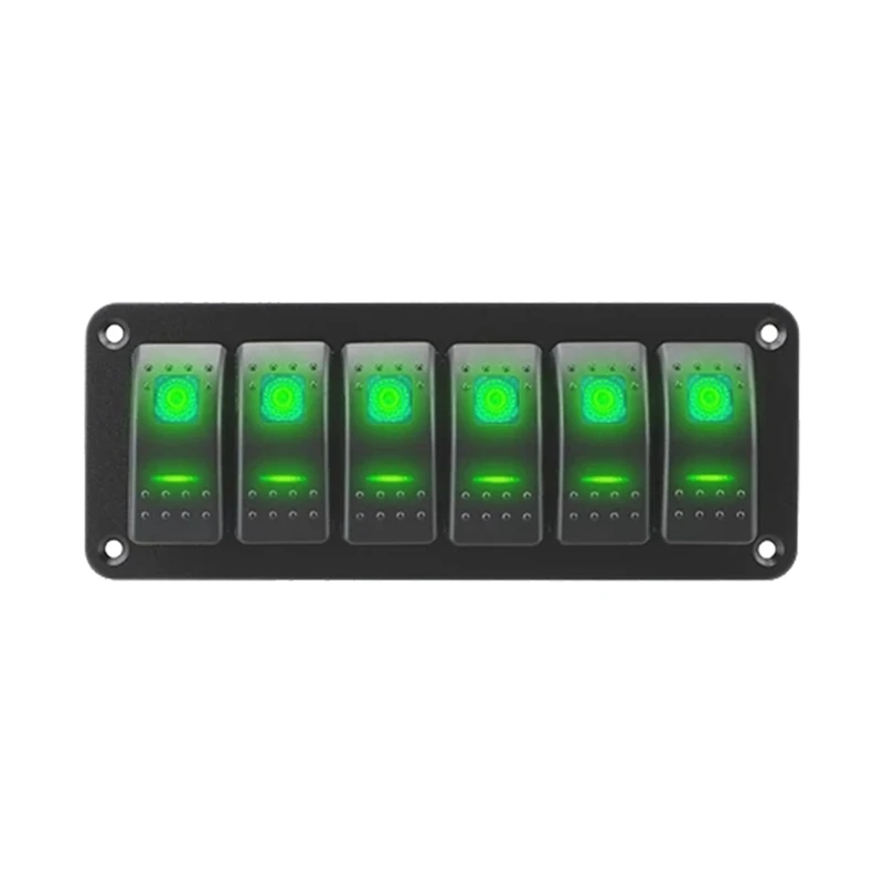 

ON-OFF Rocker Switch Panel Waterproof LED Toggle Switch Panel 12/24V 6 Gang for Marine Boat Caravan