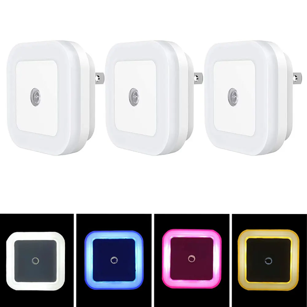 Mini LED Night Light EU/US Plug in Dusk to Dawn Sensor Wall Nights Lamp Square for Bedroom Hallway Stairs Corridor 110V 220V | Освещение