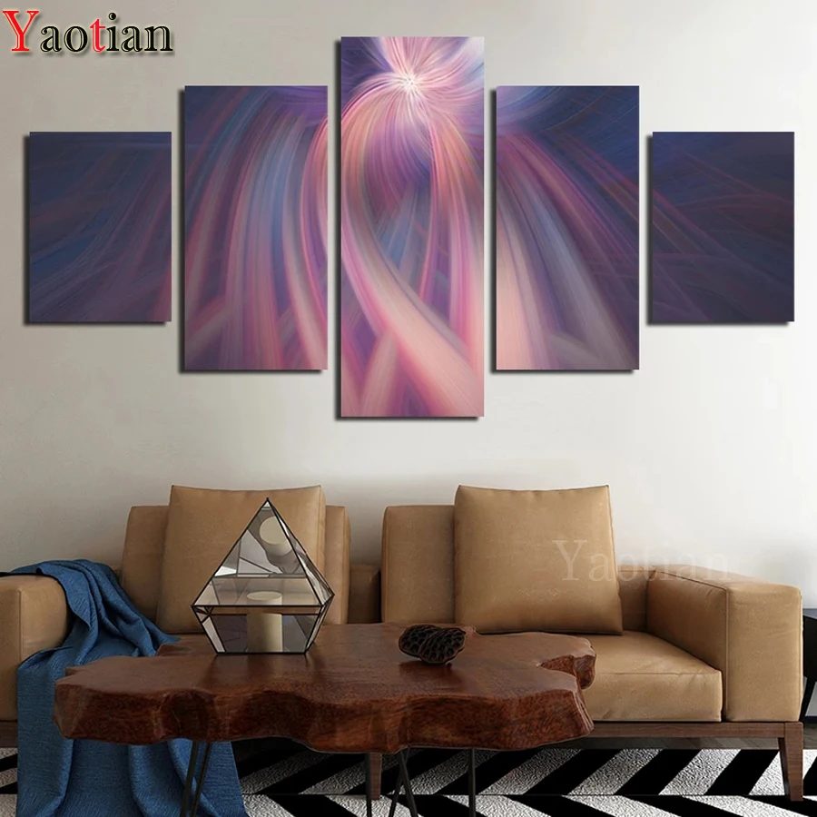 

5 Pieces Abstract Art Colorful Light 5d diy diamond Painting full square/round diamond embroidery universe landscape home decor,