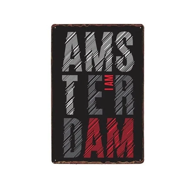 

Amsterdam Metal Sign Plaque Vintage Tin Poster Bar Decoration Metal Decorative Plates Shabby Chic Home Decor 20x30cm