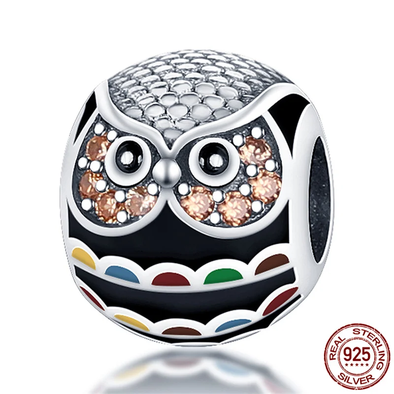 

Новинка 2021, подвески и бусины в виде круглых Совы из искусственного серебра 100% пробы, подходят для оригинального серебряного браслета Пандо...