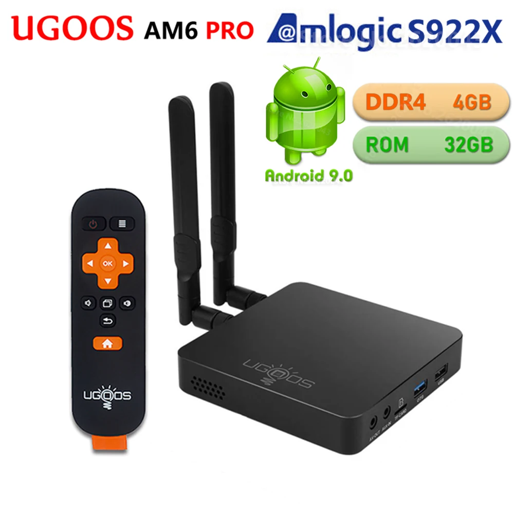 UGOOS AM6 PRO 4 Гб DDR4 32 ГБ ROM Amlogic S922X Smart Android 9 0 TV Box 2 4G 5G WiFi 1000M LAN Bluetooth 4K HD медиаплеер