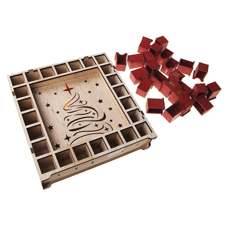 

Рождественский деревянный подарок календарь обратного отсчета украшения 24 ящика светодиодный светильник орнамент