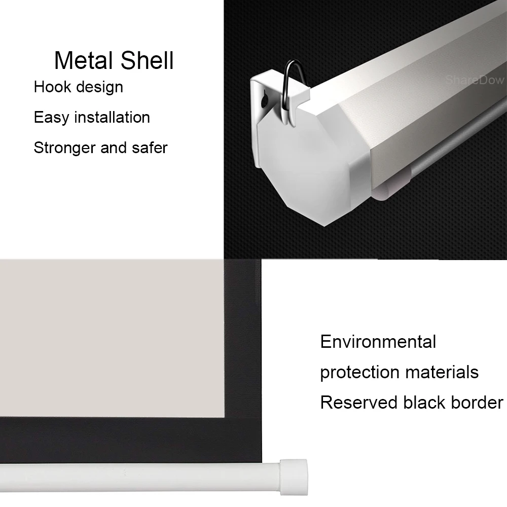 Проекции Экран 60 84 дюймов 16:9 настенный Электрический моторизованный тянуть вниз