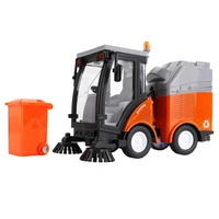 street sweeper truck with light sound effects friction powered wheels removable garbage can rotating brushes heavy duty