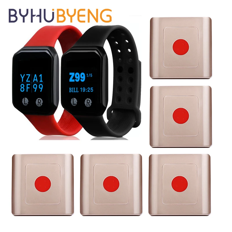 

BYHUBYENG 433MHz Channel Watch Receivers Wireless Call System for Cafe Office Pager Restaurant Equipment