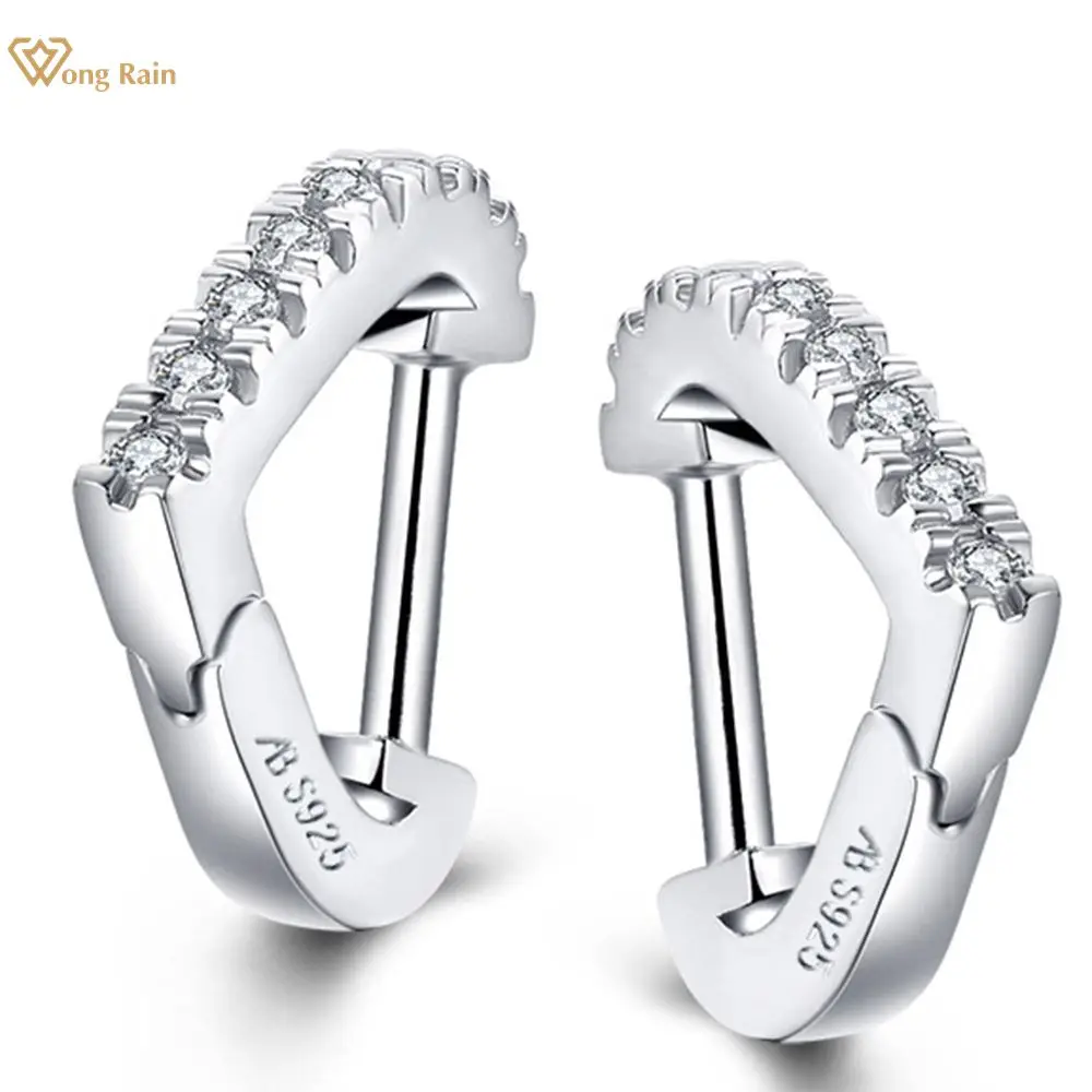 

Wong Rain Classic 925 Sterling Silver Created Moissanite Gemstone Wedding Engagement Women Hoop Earrings Fine Jewelry Wholesale