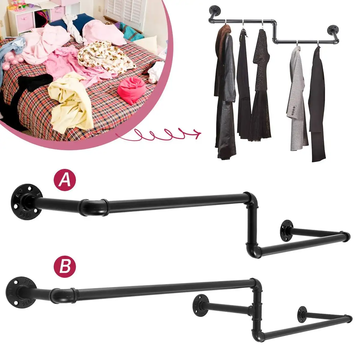 

Retro Industrial Pipe Towel Holder Roll Paper Holder Organizer Wall Mounted Metal Towel Rack Bathroom Hanging Hanger Accessories