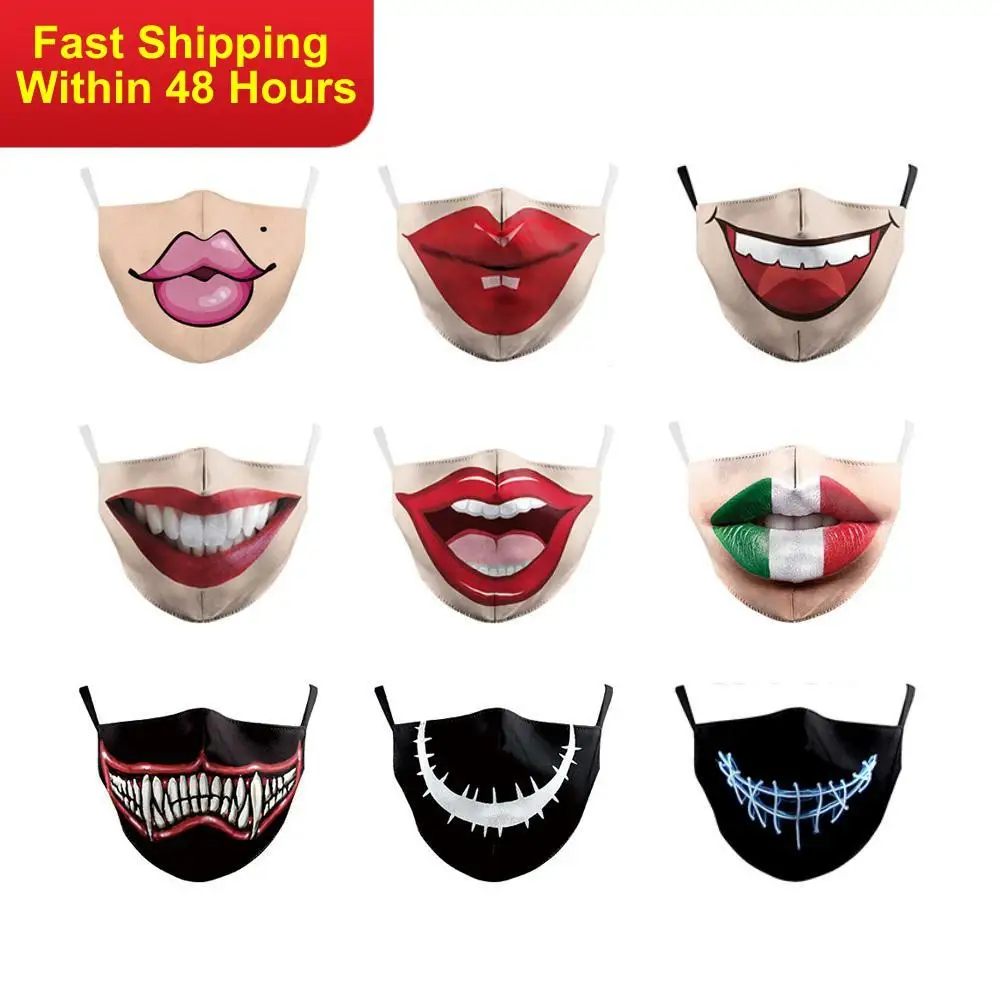 

Zawaland Multicolor Novel Funny Big Lips Clown Face Mask Joker 3D Printed Masks Adults Unisex Outdoor Reusable Face Masks