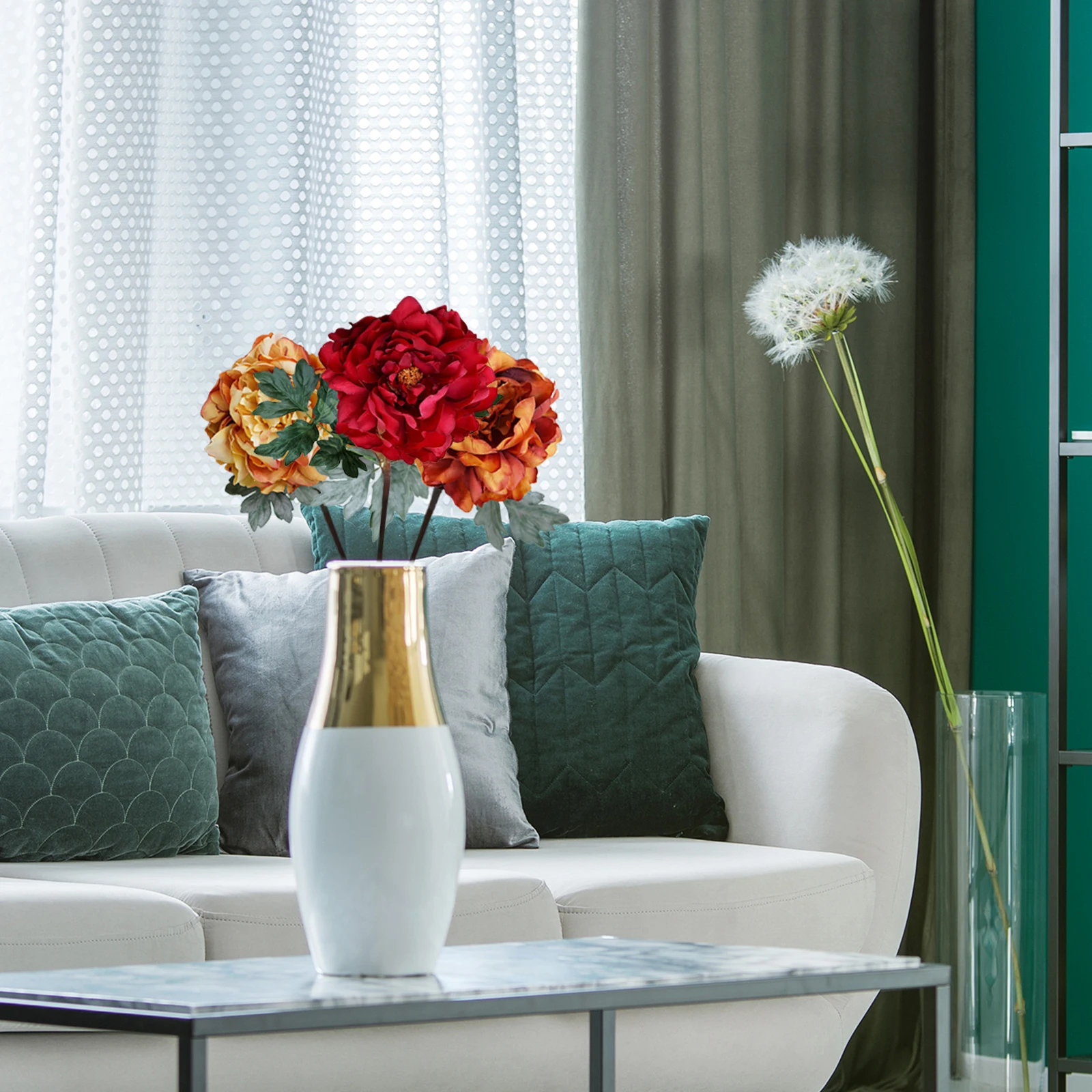 

Искусственные цветы, короткая ветка, Одна Головка, сказочный пион, свадебное украшение, реквизит для фотосъемки, декор комнаты, Новогоднее у...