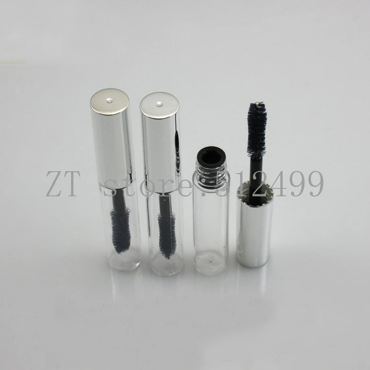 

50pcs/lot 4ml Empty Plastic Clear Mascara Tube Cosmetic Eyelash Palm/castor Oil Essence Refillable Container Bottles Silver Cap