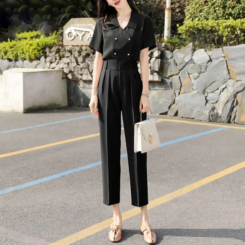 

Women 2021 Spring Autumn New Fashion Loose Buttons Pants Female Solid Color Harem Pants Ladies High Waist Casual Trousers Q774