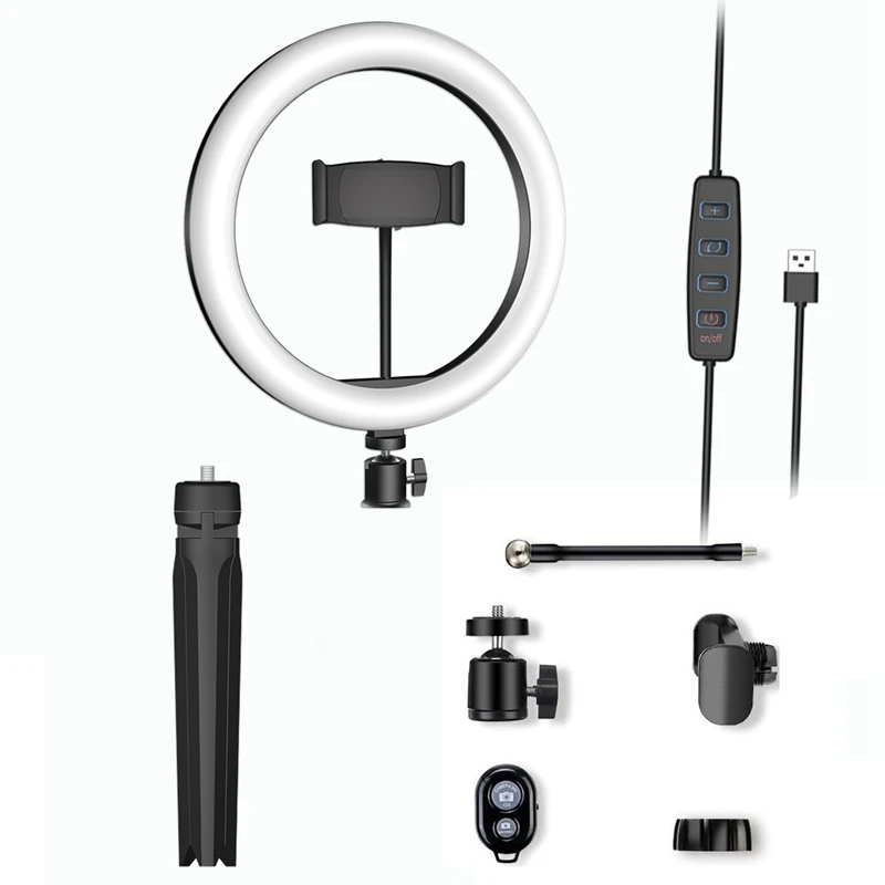 Светодиодный светильник кольцо с треногой 10 дюймов регулируемой яркостью