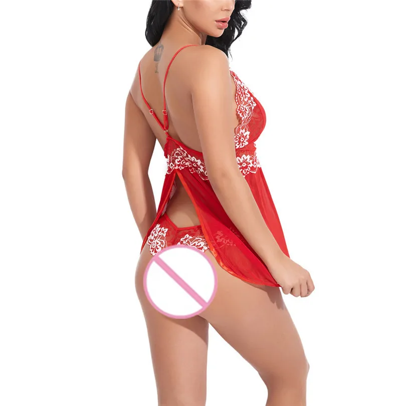 Женская сексуальная сорочка с бретелькой через шею кружевное сексуальное