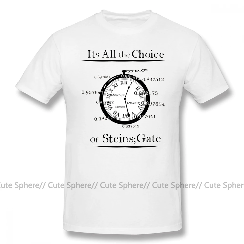 Футболка Steins Gate, футболка на выбор Steins Gate, Хлопковая мужская футболка с милым принтом, плюс размер, уличная одежда, футболка с коротким рукавом - Цвет: White