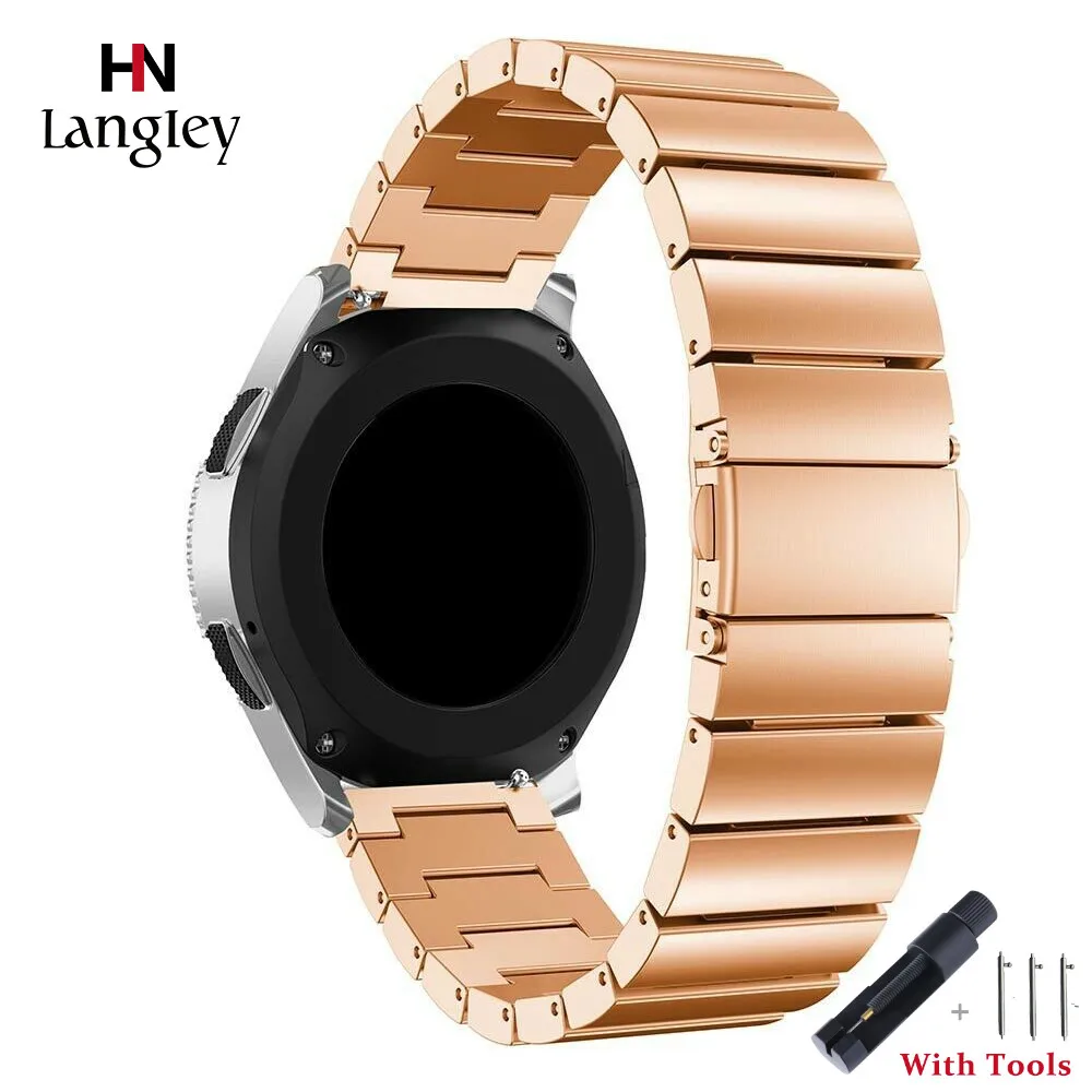 

20 22mm Width Solid Stainless Steel Watchband For Samsung Gear S2 S3 Huawei AMAZFIT Replacement Straps Galaxy Watch 42mm/46mm