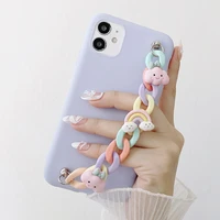 clouds rainbow wrist chain bracelet phone case for samsung galaxy s22 s21 s20 fe s10 s10e s9 plus note 9 10 20 ultra soft cover