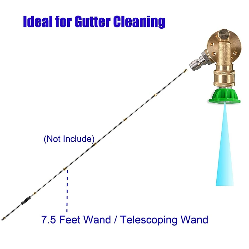 

Gutter Cleaner Attachment, Pivoting Coupler for Pressure Washer Tips,2 Rotating Turbo Nozzle
