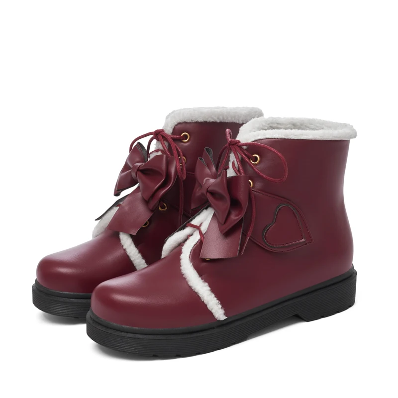 

Lilita Style Women Winter Ankle Boots Butterfly Knot Cross Tied Round Toe New 2021 Fashion Boots Solid Short Plush Sweet Shoes