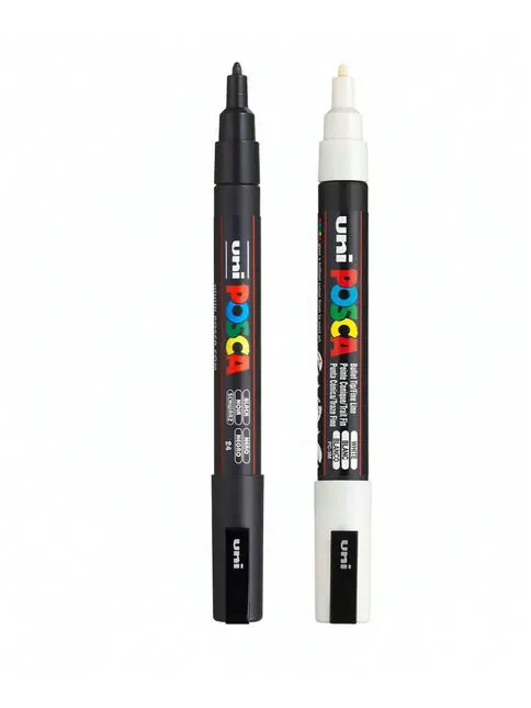 Uni Posca PC 1M | 3M 5M фломастеры для рисования Белый Набор черных цветов|Маркеры-краски|