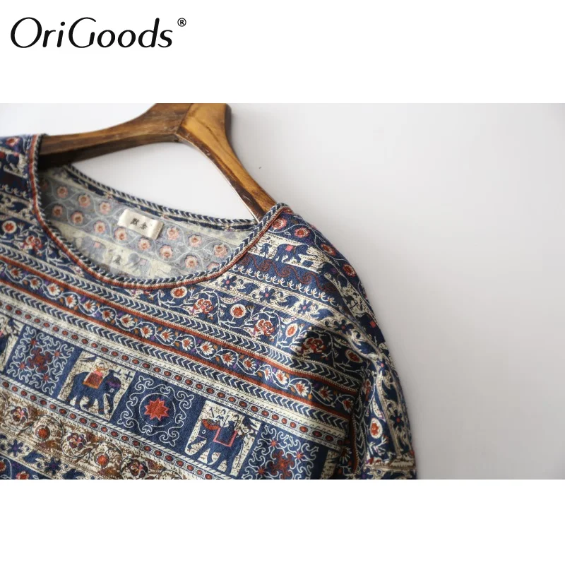 OriGoods Print T-Shirt Blouse Women Elephant Summer Tee Shirt Cotton O-neck Loose Casual Blusas Tops C064 | Женская одежда