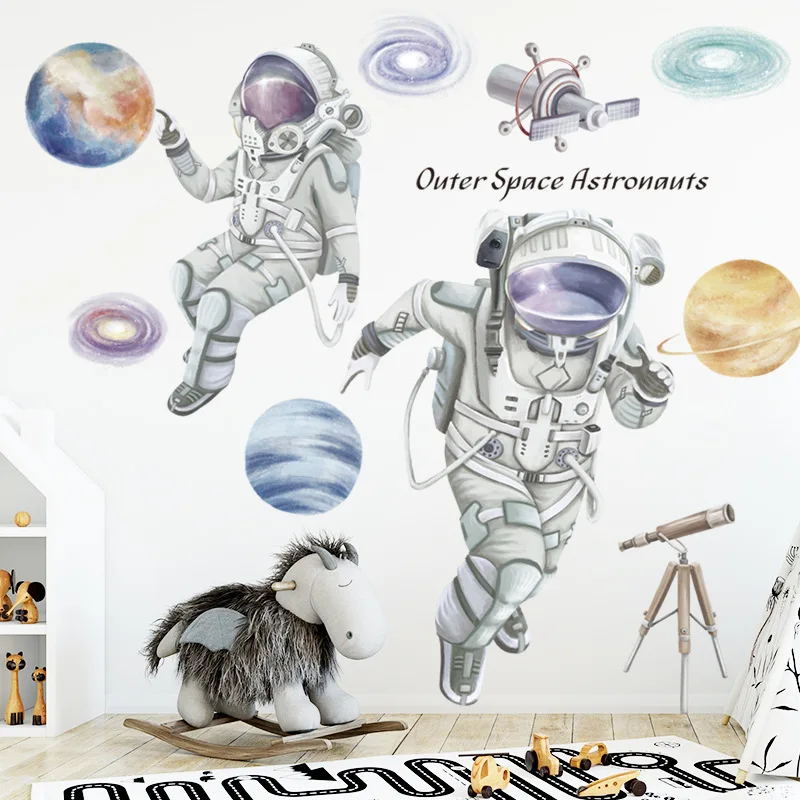

Removable Wall Stickers Space Astronaut Cartoon Children Room Self-adhesive Wall Paper Decoration The Parallel Universe