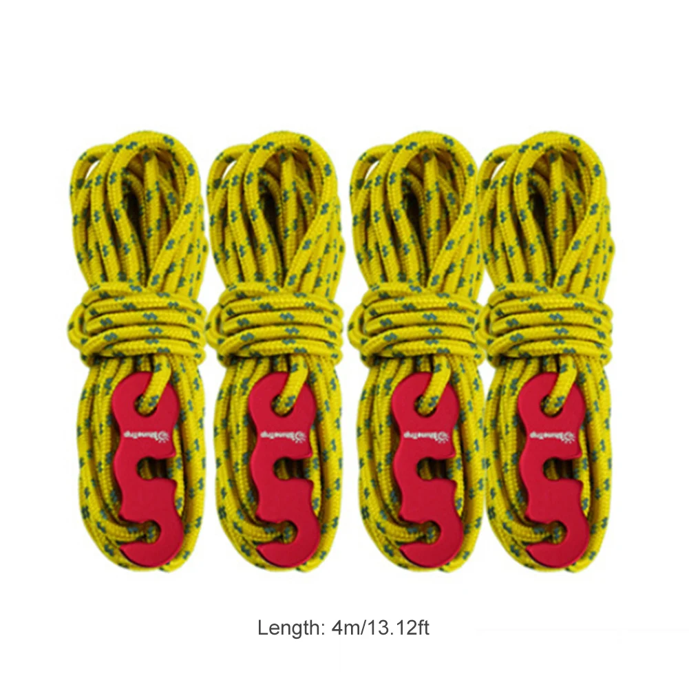 

4pcs Awning Wind Rope High-Strength Reflective Tent 4m 3mm Adjustable Set String Camping Portable Outdoor Elements
